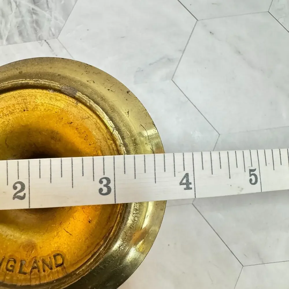 Antique Solid Brass Candlestick Holders Pair 19th Century 3